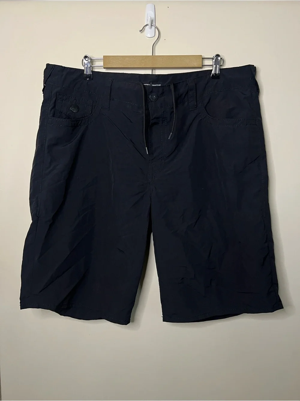 True Religion Ricky Relaxed Straight Black Board Shorts Mens Size 36